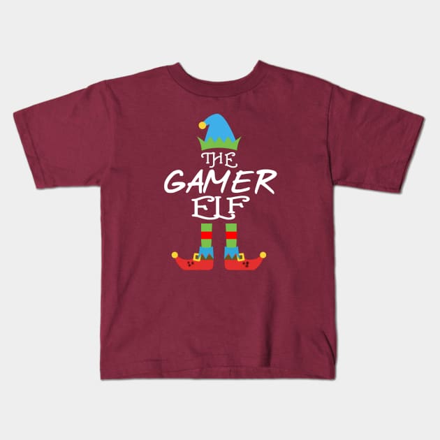 The Gamer Elf Matching Family Group Christmas Party SANTA Kids T-Shirt by CareTees